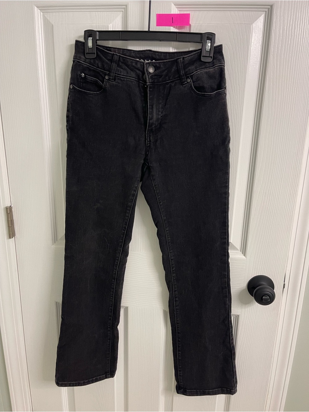 Tahari Black Straight-Leg Denim Jeans